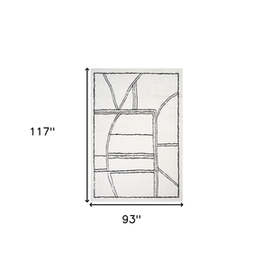 8' X 10' Ivory And Black Geometric Area Rug