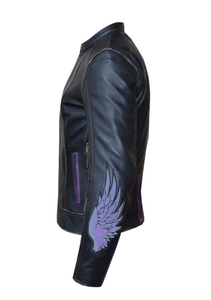 6954.17 - Ladies Purple Wing Leather Jacket