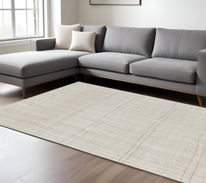 8' X 10' Gray And Ivory Abstract Area Rug