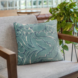 Plutus Blue Velvet Damask Luxury Throw Pillow