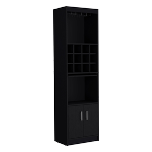 71" Black Wood Bar Cabinet With Two Doors