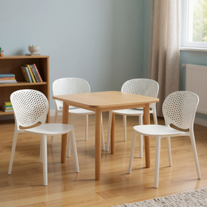 Set Of Four White Heavy Duty Plastic Juvenile Chairs