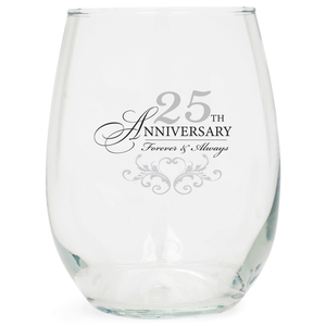 Wine Glass 25th Anniversary Forever 