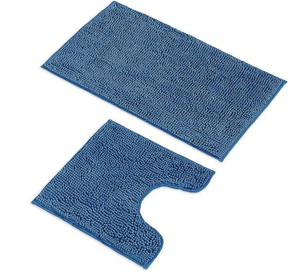 2 Piece Soft Cozy Plush Chenille Bath Mat & Contour Bath Rug
