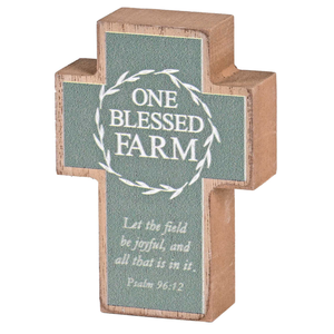 Tabletop Cross One Blessed Farm 3x4