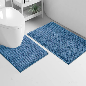 2 Piece Soft Cozy Plush Chenille Bath Mat & Contour Bath Rug