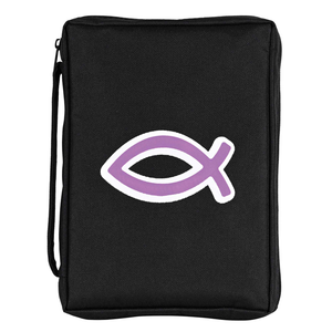 Bible Cover Purple Fish Black Medium