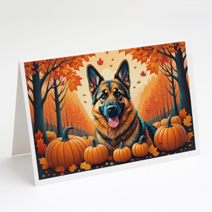 German Shepherd Fall Greeting Cards Pack of 8