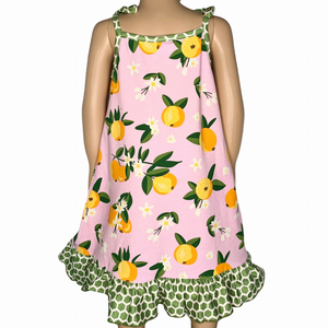 AnnLoren Big Little Girls Pretty as a Peach Pink Spaghetti Strap Dress