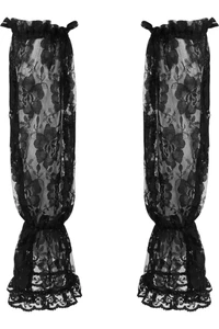 Black Sheer Lace Smocked Sleeves