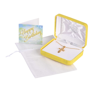 Necklace March Gold Cross Aquamarine