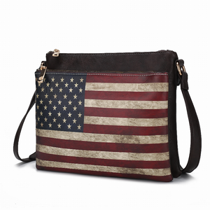 Madeline Printed Flag Vegan Leather Women's Crossbody Bag