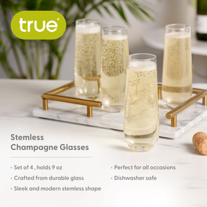 Stemless Champagne Glass 9oz by True set of 4