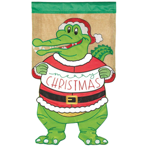 Alligator Merry Christmas Flag Garden