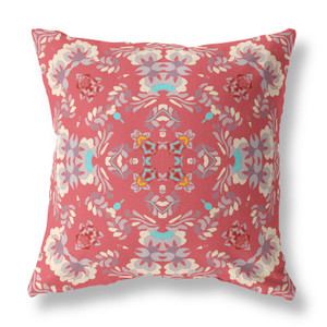 16" Red White Filigree Indoor Outdoor Zip Throw Pillow - 808230194960 16" Red White Filigree Indoor Outdoor Zip Throw Pillow - 808230194960