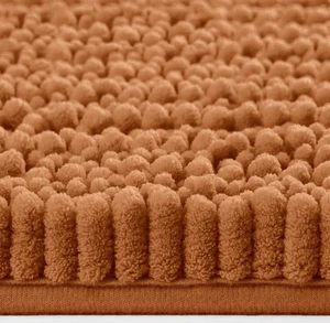 2 Piece Set Beige Cozy Plush Soft Chenille Bath Mat