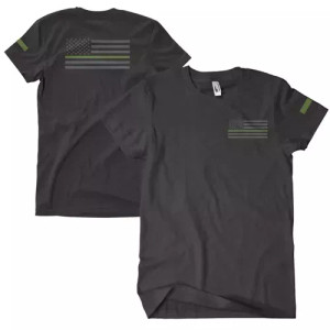 USA Flag/Thin Green Line Men's T-Shirt Black