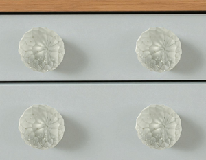 Set of Six White Frosted Glass Faceted Globe Drawer Pull Knobs