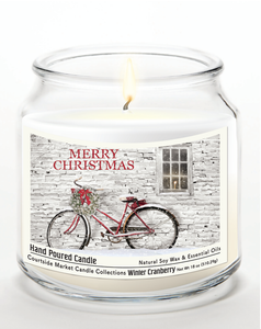 Courtside Market Merry Christmas Candle Glass Jar with Glass Lid