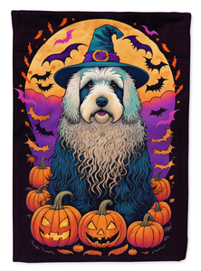 Old English Sheepdog Witchy Halloween Garden Flag