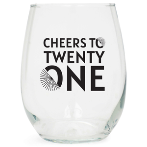 Wine Glass Cheers To Twenty One 