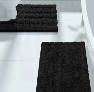 2 Piece Set Light Grey Cozy Plush Soft Chenille Bath Mat