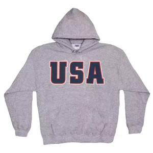 USA Flag Pullover/Hood Sweatshirt Grey