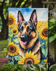 German Shepherd in Sunflowers Garden Flag