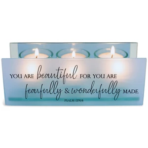 Tealight Beautiful Psalm 139:14 Blue