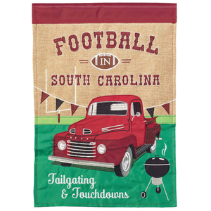 Football In Sc Garnet& Flag Burlap