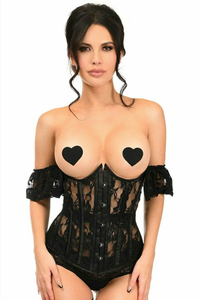 Lavish Sheer Lace Underbust Underwire Corset with Ruffle Sleeve