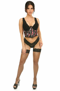 Lavish Floral Satin Open Cup Waist Cincher