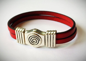 Spiral Leather Bracelet (Silver or Brass)