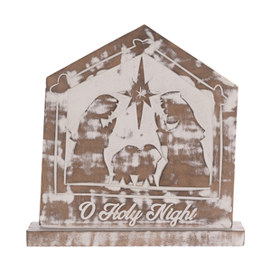 White Washed Nativity Sign 