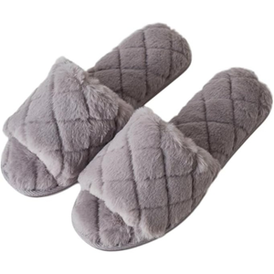 Women Soft Comfy Patterned Fluffy Plush Slip On House Slipper