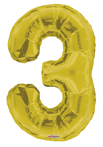 Gold #3 Mylar Balloon