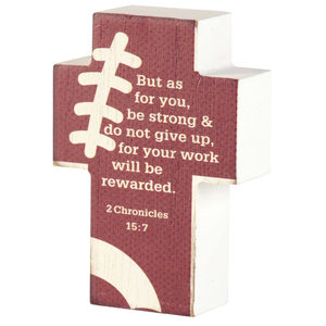 Tabletop Plaque Cross Football 2Chron.15