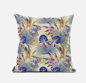 16” Blue Cream Tropical Suede Throw Pillow - 808230198401 16” Blue Cream Tropical Suede Throw Pillow - 808230198401