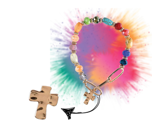 Bracelet Multi Color Bead With Cross