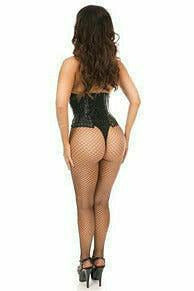 Lavish Wet Look Faux Leather Lace-Up Under Bust Corset