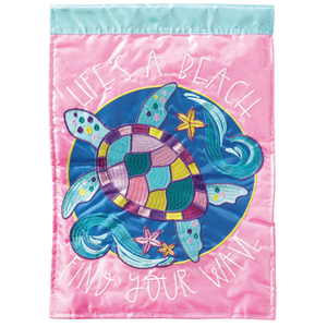 Turtle Life's A Beach Flag Poly 