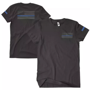 USA Flag/Thin Blue Line T-Shirt Black 2-Sided