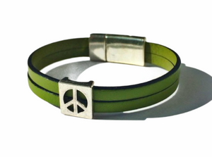 Peace Sign Leather Bracelet