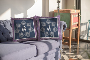 20” Navy Purple Horse Indoor Outdoor Zippered Throw Pillow - 606114011774 20” Navy Purple Horse Indoor Outdoor Zippered Throw Pillow - 606114011774