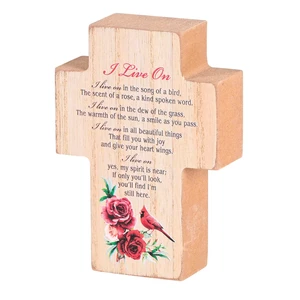 Tabletop Plaque Cross Cardinal I Live