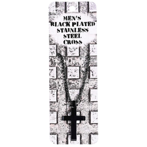 Necklace Black Slant Cross 24In Chain