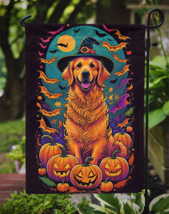 Golden Retriever Witchy Halloween Garden Flag
