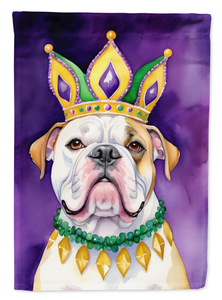 American Bulldog King of Mardi Gras Garden Flag