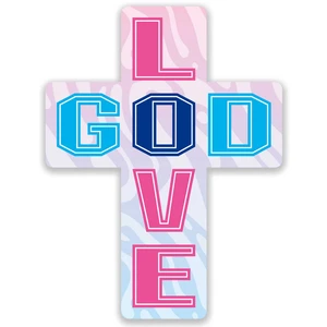 Sticker Multi Color Cross Love God