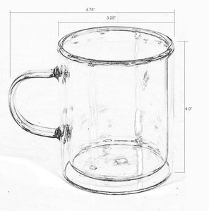 MARCELLE 11oz Double Wall Mug with Colored Glass Interior and Matching Colored Glass Handle - YELLOW